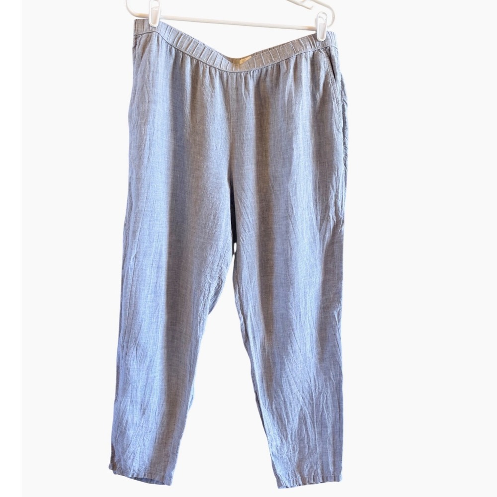 Eileen Fisher Size Large 100% Linen Pants Tapered Leg Breathable Lightweight